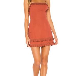 Revolve Burnt Orange Tie Back Mini Dress